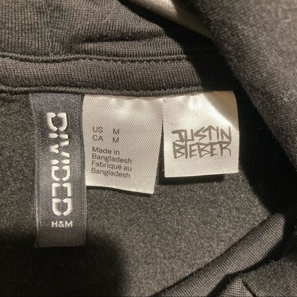 JUSTIN BIEBER Hoodie Drawstring by Divided Changes 1 2 3 4 5 Black White - Picture 7 of 9